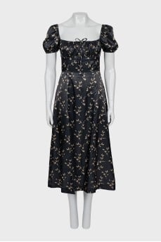 Black floral print dress