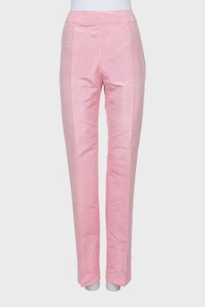 Pink silk trousers