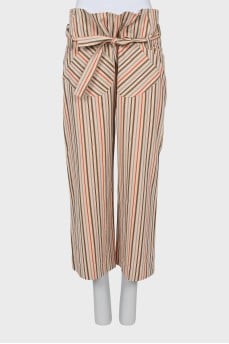 Striped culottes with belt