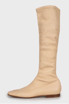 Leather boots with brand logo