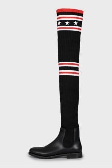Graphic print over the knee socks