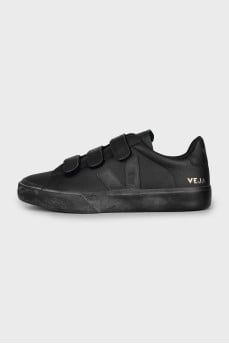 Black leather sneakers