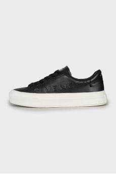 Leather sneakers with brand logo