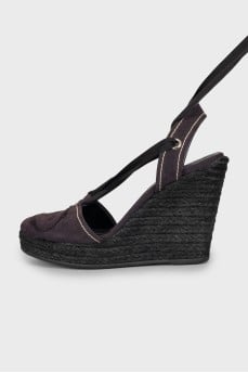 Purple textile sandals