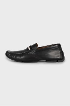 Men's black leather moccasins