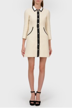Beige cotton dress on buttons