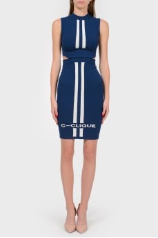 Sleeveless dress with cuts at the waist
