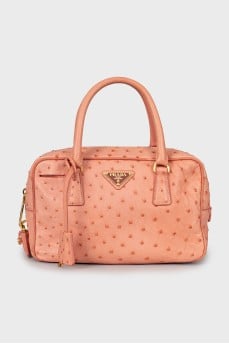 Pink Ostrich Leather Bag