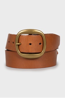 Brown leather belt with decor