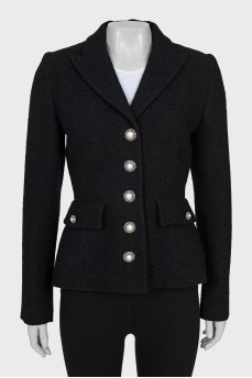 Wool jacket with raised buttons