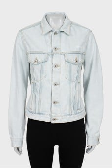 Blue denim jacket with print