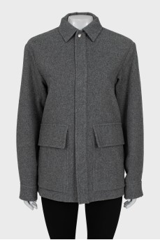 Straight cut jacket with patch pockets