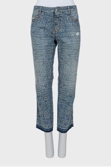 Straight jeans with rhinestones