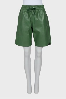 Green leather shorts