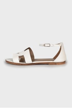 White leather sandals