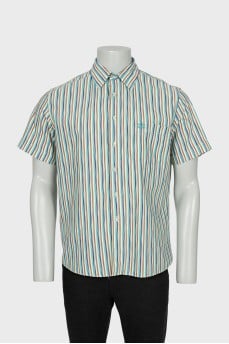 Men's green striped shirt