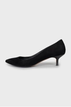 Suede kitten heel shoes