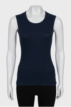 Blue ribbed tank top