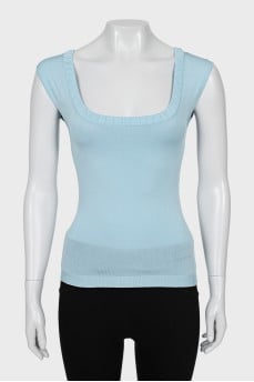 Blue square neck top