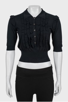Cropped blouse with ruffles
