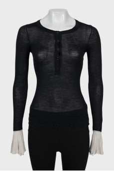 Silk and wool long sleeve shirt with buttons