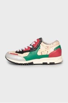 Leather sneakers in multi-colored leather