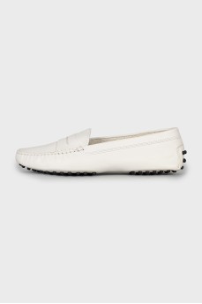 White leather moccasins
