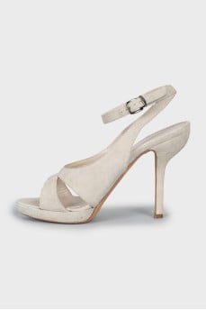 Grey leather sandals