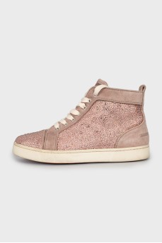 High top sneakers decorated with rhinestones
