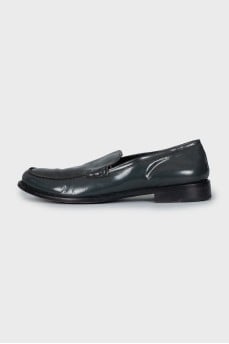 Men's black leather loafers