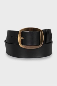 Men's black leather belt