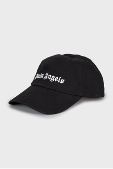 Black cap with logo embroidery