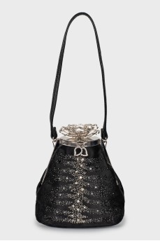 Bag decorated with beads and crystals