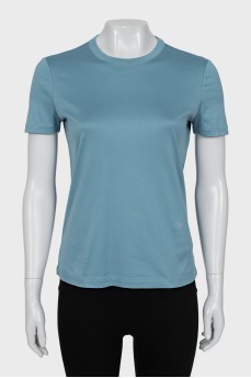 Blue T-shirt with branded embroidery