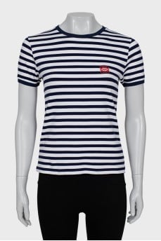 Striped T-shirt with brand logo