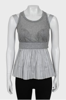 Tank top with pleated trim