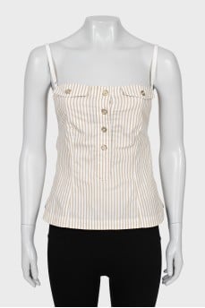 Striped button down top