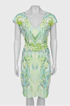 Floral print draped dress