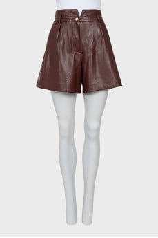 Brown Faux Leather Shorts