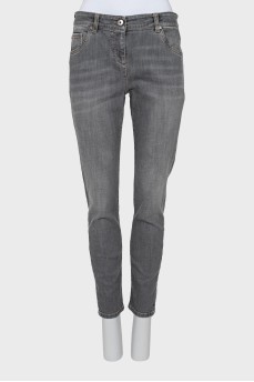 Джинсы skinny fit серого цвета