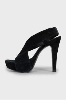 Suede stiletto heel sandals