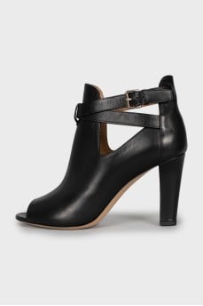 Open toe leather ankle boots