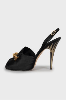 Textile sandals with asymmetrical upper