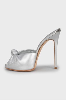 Silver leather mules