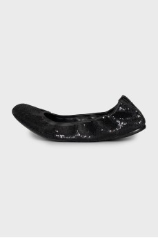 Black Sequin Ballet Flats