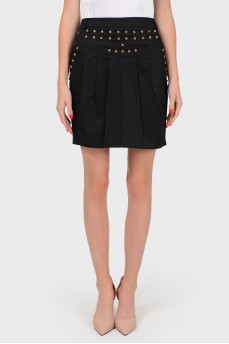 Cotton skirt with front pleats