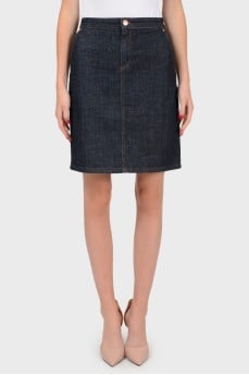 Tie slit denim skirt