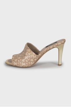 Faux Leather Printed Mules