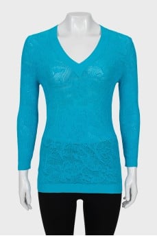 Knitted pullover in blue