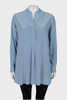 Blue silk blouse